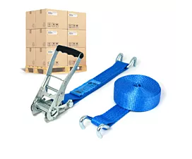 Alle spanbanden per pallet Pallet 5T - 9m - 50mm - 2-delig - Klauwhaken - Blauw - 256st.